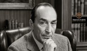 Ricostruzione tramite intelligenza artificiale di Emilio Lavagnino nel suo studio